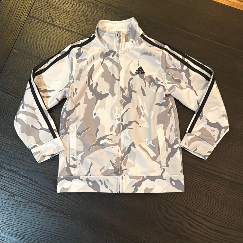 Adidas Kids Camo Jacket - White and Gray